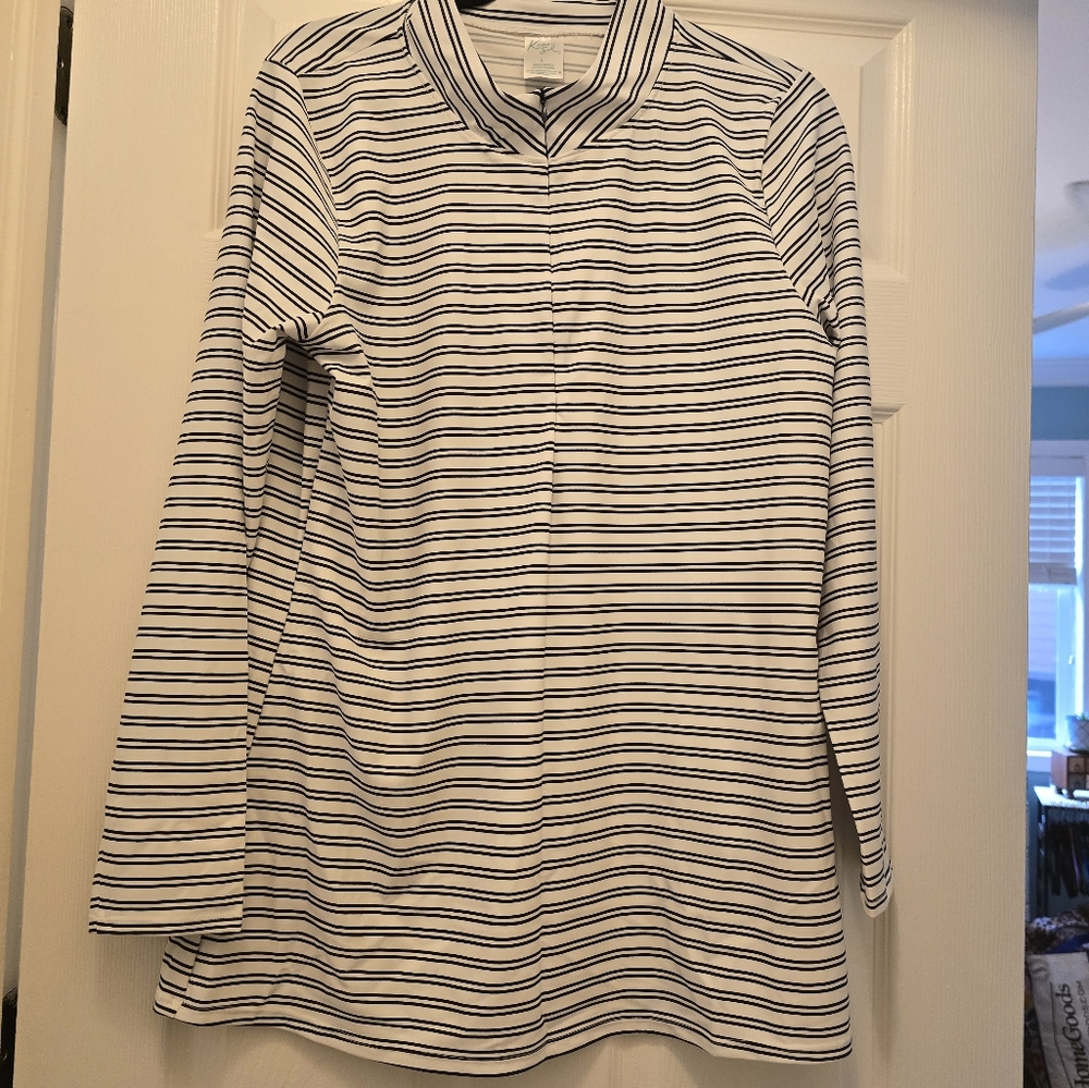 Kona Sol NWOT L Navy & White Striped UPF Sun Shirt